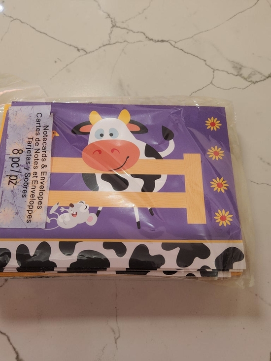 Other - 10 / $10 Cow Print Purple Note Cards & Envelopes - Pack of 8